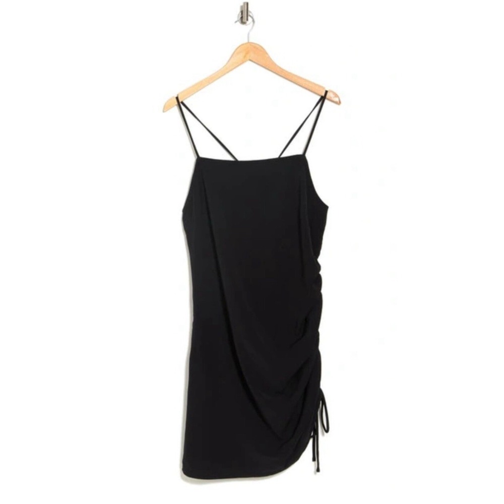 Sophie Rue Womens Black Mini Dress Side Ruched Sleeveless Size L Party‎ Cocktail